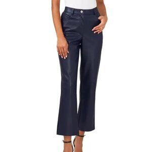 NEW Halogen Classic Navy 5-Pocket Faux Leather Pants Size 16 MSRP $99